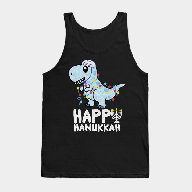 Jewish Menorasaurus Rex FunnyT Rex Dinosaur Hanukkah Tank Top by larfly